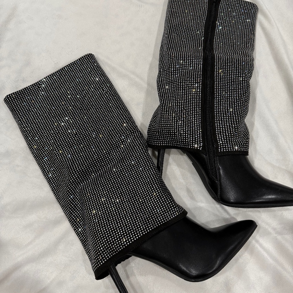 Fashion  nova rhinestone boots 9